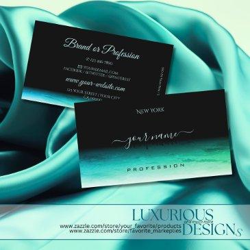 modern black teal green ombre pattern shadow font business invitations