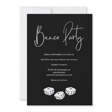 modern black white bunco party invitation