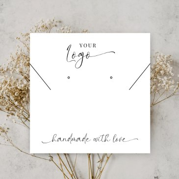 modern black & white logo earrings jewelry display square business invitations