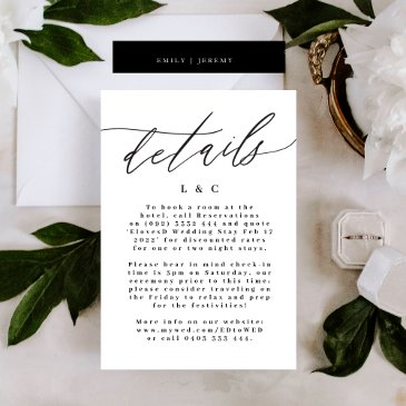 modern black & white simple wedding enclosure invitations