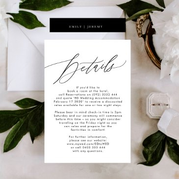 modern black & white simple wedding enclosure invitations