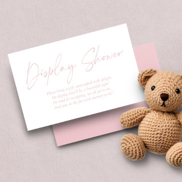 modern blush pink handwritten display shower enclosure invitations
