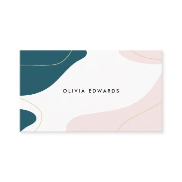 modern blush pink teal white abstract brushstrokes business invitations