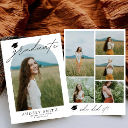 Small Modern Boho Arch 6 Photos Graduation Announcement Front View