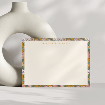 modern boho floral mustard yellow personalized note invitations