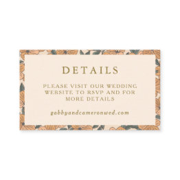 Small Modern Boho Neutrals Floral Wedding Website Enclosure Invitations Front View