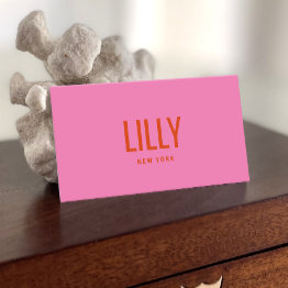 Small Modern Bold Hot Pink Red Typography Business Invitations Front View