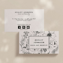 Small Modern Botanical Blush And Black Horizontal Business Invitations Front View