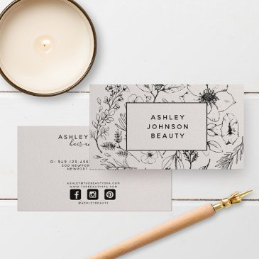 modern botanical blush and black horizontal business invitations