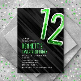 Small Modern Boys' 12th Birthday Invitation Front View