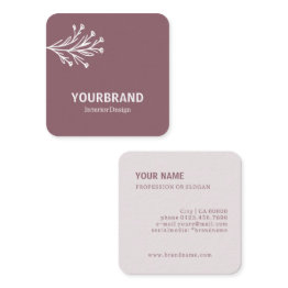 Small Modern Branch Interior Design Dusty Pink Lilac Square Business Invitations Front View