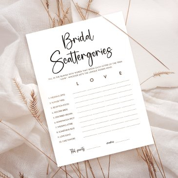 modern bridal shower scattergories game invitations