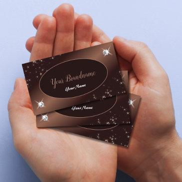 modern brown ombre glitter stars diamonds elegant business invitations