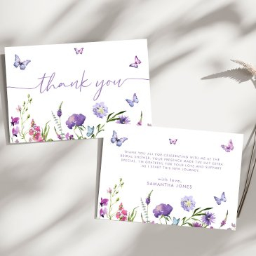 modern butterflies bridal shower floral thank you invitations