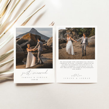modern calligraphy 2 photo just married wedding announcement