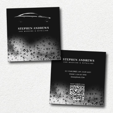 modern car wash automotive cleaning qr code square business invitations