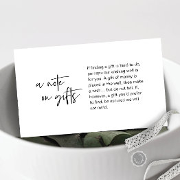Small Modern Casual Elegance Wedding, A Note On Gifts Enclosure Invitations Front View