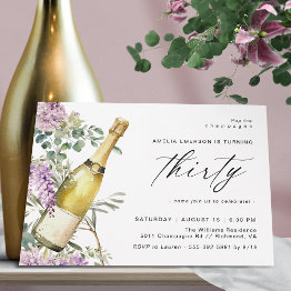 Small Modern Champagne | Cute Fun Women's 30th Birthday Invitation Front View