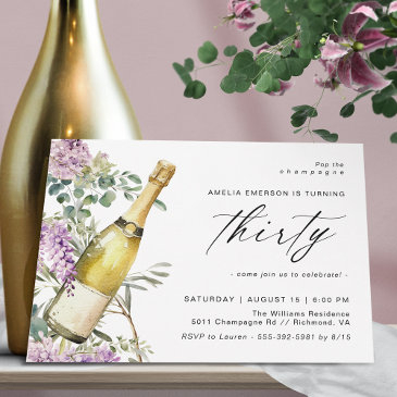 modern champagne | cute fun women's 30th birthday invitation