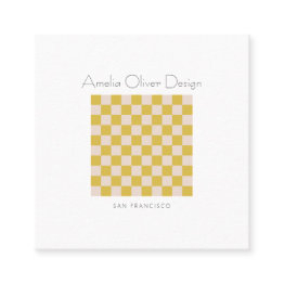 Small Modern Checkerboard Yellow Simple Stylish Custom Square Business Invitations Front View
