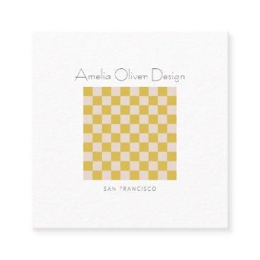 modern checkerboard yellow simple stylish custom square business invitations