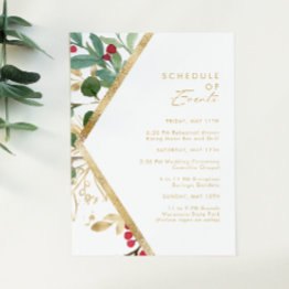 Small Modern Christmas Greenery | Schedule Of Events Enclosure Invitations Front View