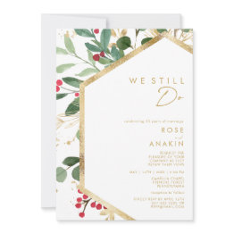 Small Modern Christmas Greenery | White We Still Do Invitation Front View