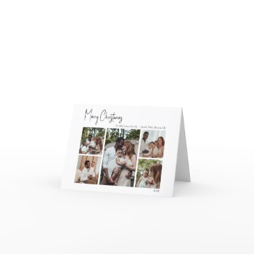 modern christmas script folded five-photo holiday invitations