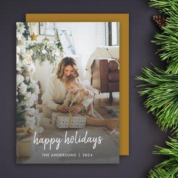 modern christmas stylish minimalist script family holiday invitations