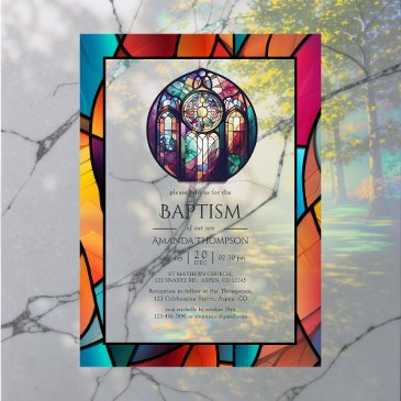 modern church baptism, dedication or christening acrylic invitations