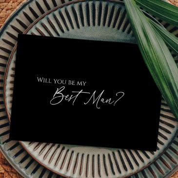 modern classic black wedding best man proposal invitation