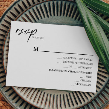 modern classic wedding menu rsvp response invitations