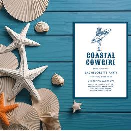 Small Modern Coastal Cowgirl Bachelorette Party Invitation Front View