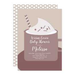 Small Modern Cocoa Hot Chocolate Mug Nuetral Baby Shower Invitation Front View
