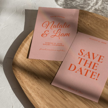 modern colorful bright funky bold retro wedding  save the date
