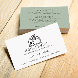 Small Modern Contractor Maintenance Service Business Invitations Front View