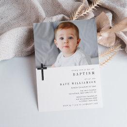 Small Modern Custom Photo Baptism Invitation Front View