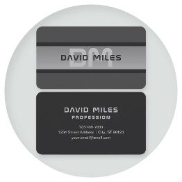 Small Modern Customizable Layered Text | Black & Grey Business Invitations Front View