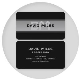 Small Modern Customizable Layered Text | Black & Grey Business Invitations Front View