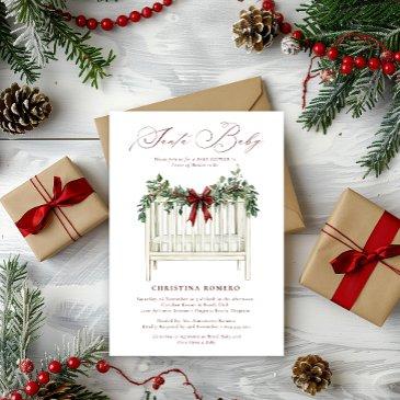 modern cute elegant santa baby baby shower invitation