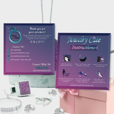 modern dark pink blue gradient jewelry care guide enclosure invitations