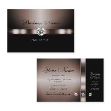 modern dark rose gold and black with rhinestones business invitations