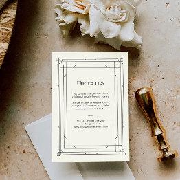 Small Modern Deco Ivory And Black Wedding Guest Details Enclosure Invitations Front View