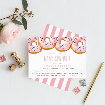 modern donut girls baby shower sprinkle invitation