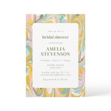 modern earthy pastel abstract marble bridal shower invitation