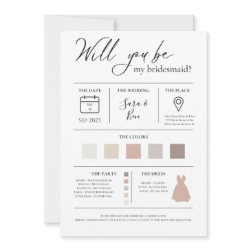 modern editable color bridesmaid proposal info car invitation