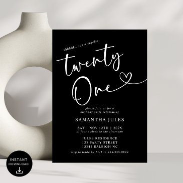 modern elegant 21st birthday party invitation