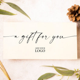 Small Modern Elegant Branded Logo Gift Certificate Invitations Front View