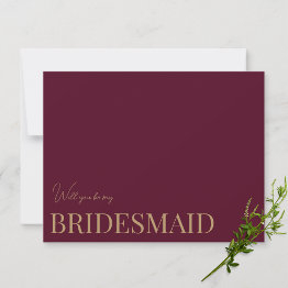 Small Modern & Elegant Burgundy Bridesmaid Proposal Invitations Front View