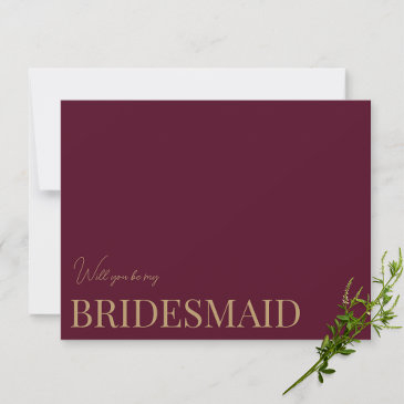 modern & elegant burgundy bridesmaid proposal invitations